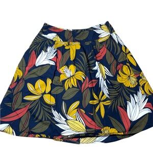 Ann Taylor Factory Floral Tropical A-Line Side Zip Knee-Length Skirt Women Siz 4